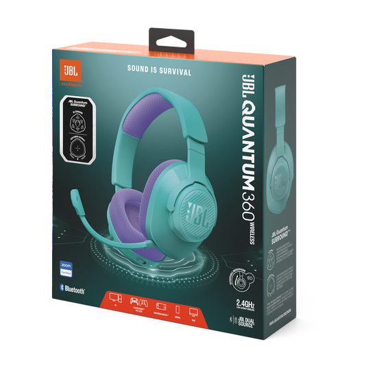 JBL Quantum 360 Wireless - Teal - Wireless over-ear gaming headset with surround sound and detachable mic - Detailshot 15